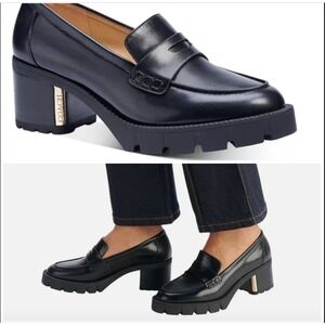Coach Leather Chunky Heel Lug Sole Loafer Luxury Designer Shoes Women's US 6.5B